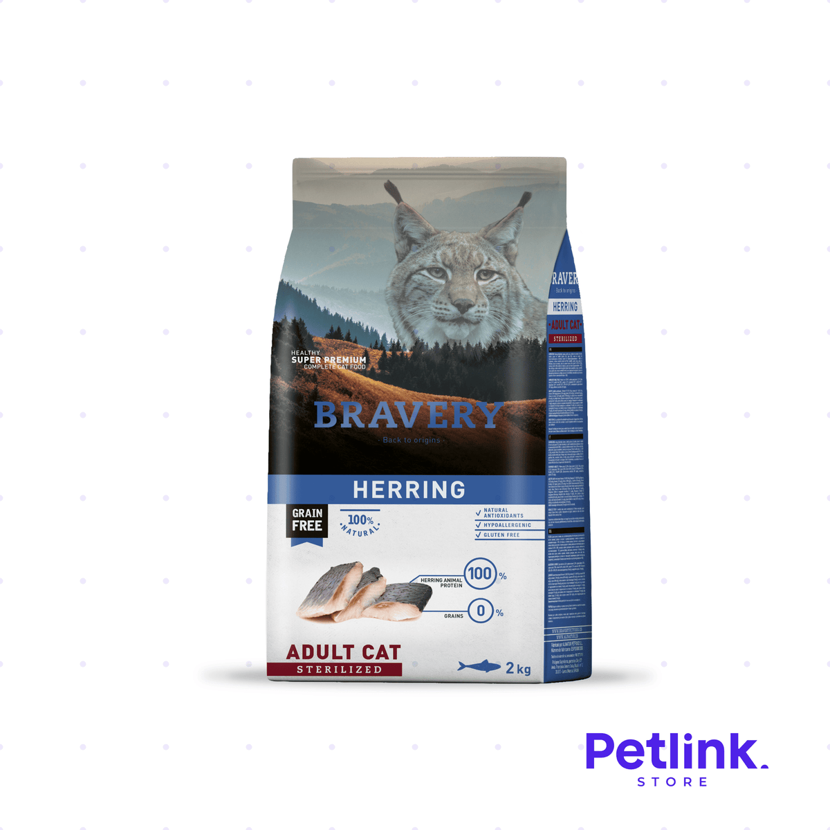 BRAVERY ALIMENTO SECO GATO ADULTO ESTERILIZADO RECETA HERRING (ARENQUE) BOLSA 2 KILOS