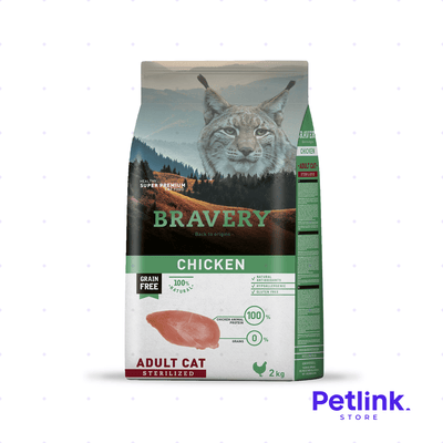 BRAVERY ALIMENTO SECO GATO ADULTO ESTERILIZADO RECETA POLLO BOLSA 2 KILOS