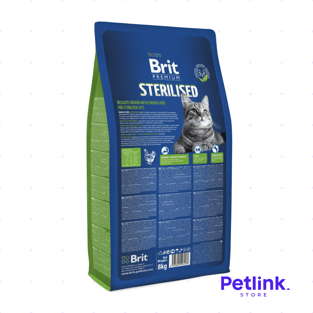 BRIT PREMIUM ALIMENTO SECO GATO ESTERILIZADO RECETA POLLO E HIGADO DE POLLO BOLSA 8 KILOS