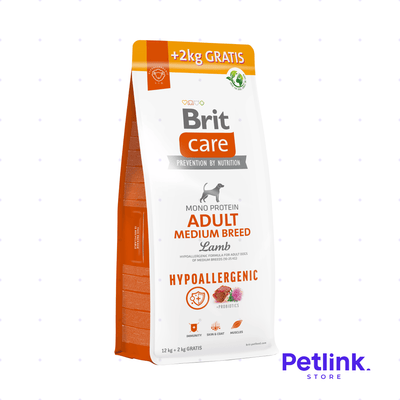 BRIT CARE ALIMENTO SECO HIPOALERGENICO PERRO ADULTO RAZA MEDIANA FORMULA CORDERO BOLSA 14 KILOS - EDICION LIMITADA