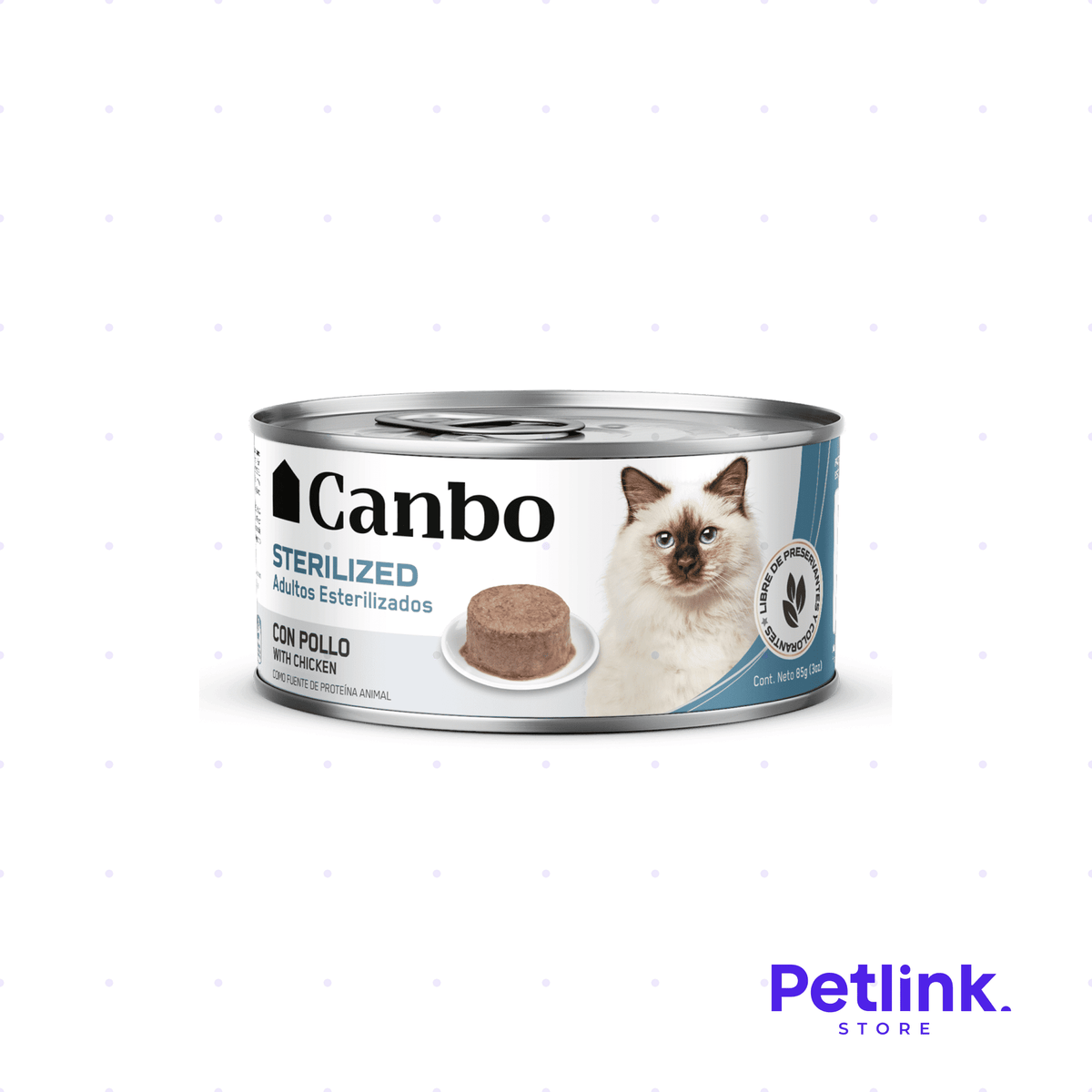 CANBO ALIMENTO HUMEDO GATO ADULTO ESTERILIZADO PATE CON POLLO LATA 85 GRAMOS