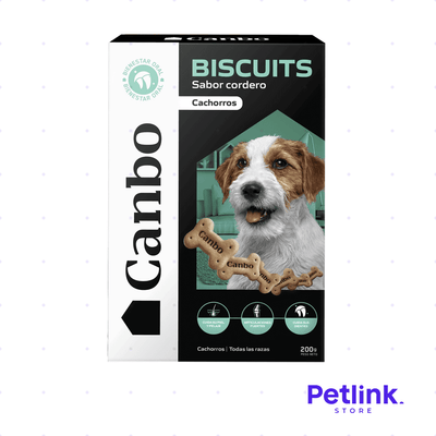 CANBO BISCUITS SNACK SECO PERRO CACHORRO GALLETAS SABOR CORDERO PAQUETE 200 GRAMOS