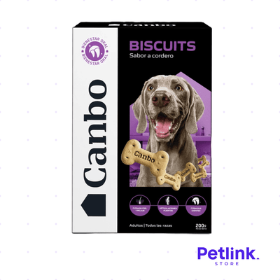 CANBO BISCUITS SNACK SECO PERRO ADULTO GALLETAS SABOR CORDERO PAQUETE 200 GRAMOS