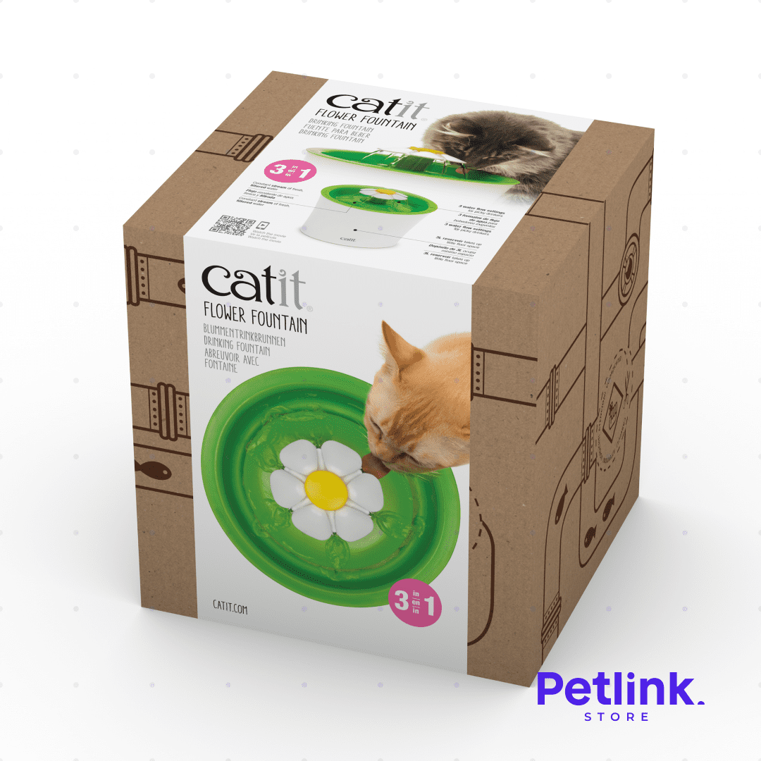 CAT IT FUENTE DE AGUA PARA GATOS DISEÑO DE FLOR CON CAPACIDAD PARA 3 LITROS COLOR BLANCO