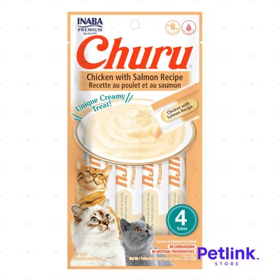 CHURU SNACK HUMEDO PARA GATOS SABOR POLLO CON SALMON