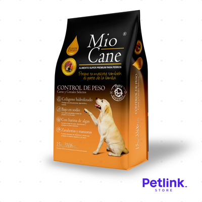 MIO CANE ALIMENTO SECO PERRO ADULTO TODAS LAS RAZAS CONTROL DE PESO RECETA CARNE Y CEREALES SELECTOS BOLSA 15 KILOS