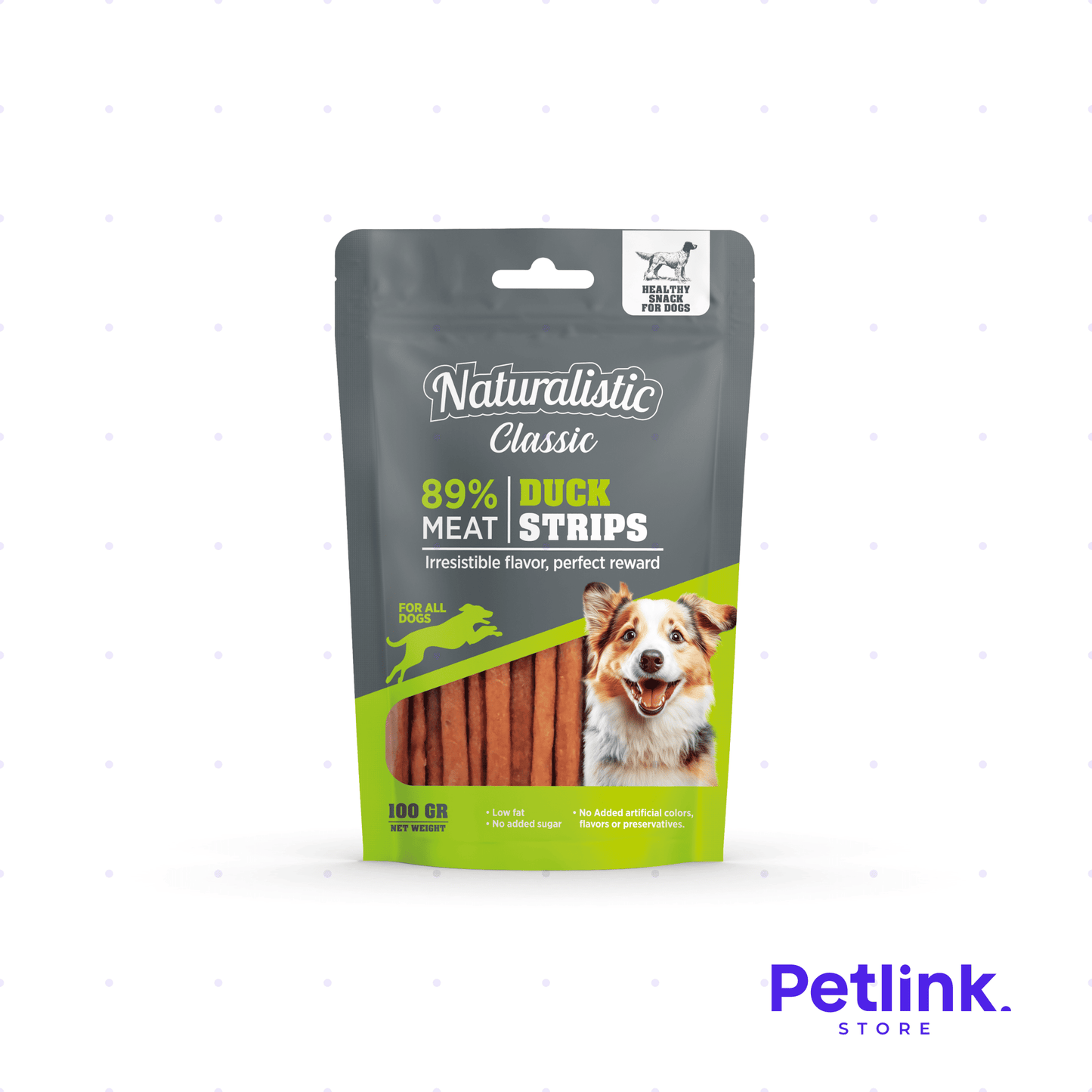 NATURALISTIC CLASSIC SNACK PARA PERROS DUCK STRIPS SABOR PATO PAQUETE 100 GRAMOS
