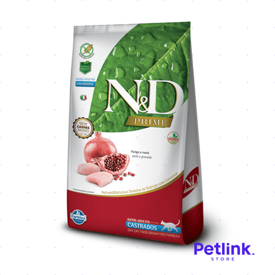 N&D ALIMENTO SECO GATO ADULTO CASTRADO O ESTERILIZADO RECETA POLLO Y GRANADA BOLSA 7.5 KILOS