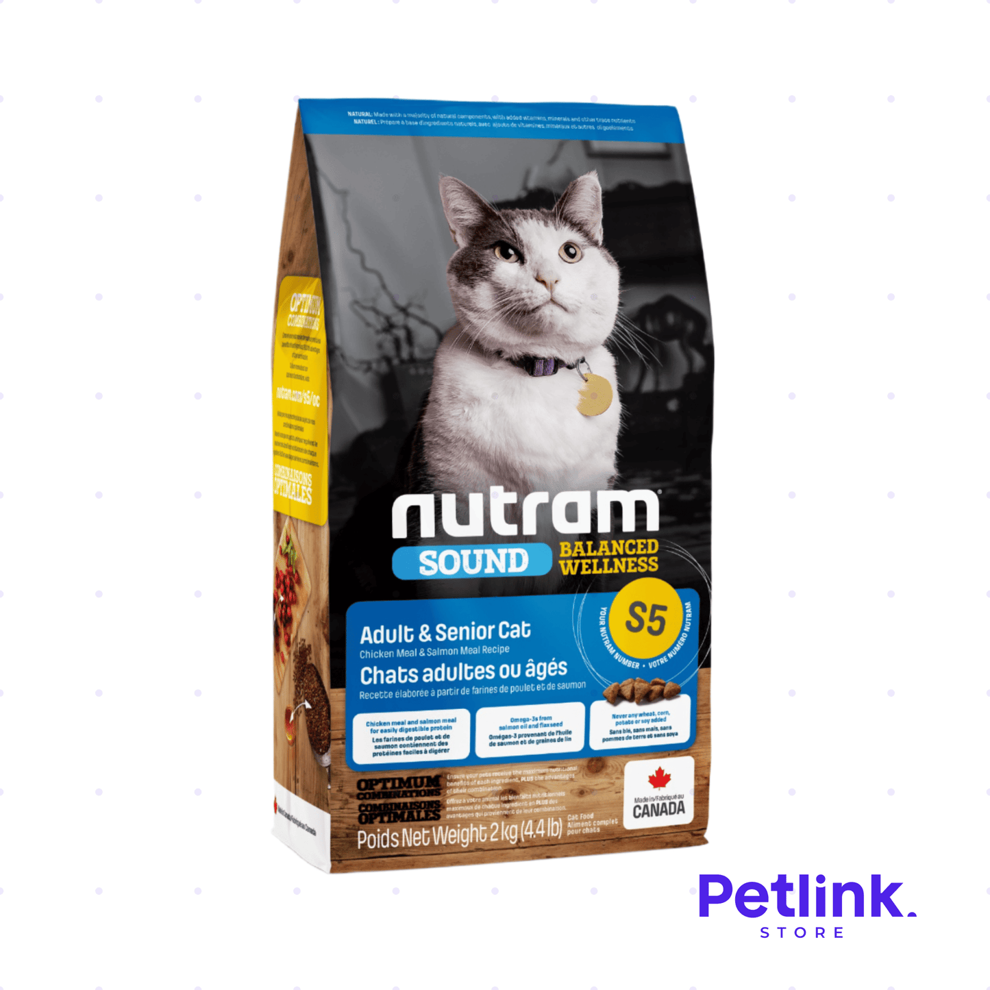 NUTRAM SOUND S5 ALIMENTO SECO GATO ADULTO Y ADULTO MAYOR FORMULA POLLO Y SALMON BOLSA 2 KILOS