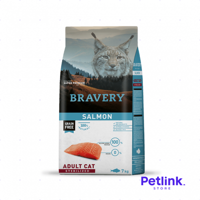 BRAVERY ALIMENTO SECO GATO ADULTO ESTERILIZADO RECETA SALMON BOLSA 7 KILOS