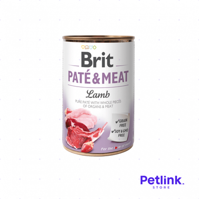BRIT CARE ALIMENTO HUMEDO LIBRE DE GRANOS PERRO ADULTO TODAS LAS RAZAS FORMULA PATE Y CORDERO LATA 400 GRAMOS