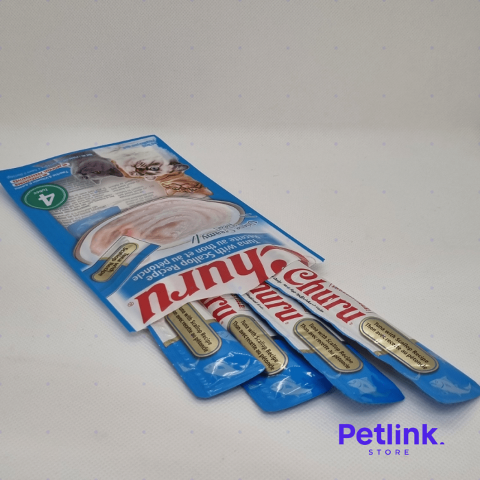 CHURU SNACK HUMEDO PARA GATOS SABOR ATUN CON CONCHAS DE ABANICO