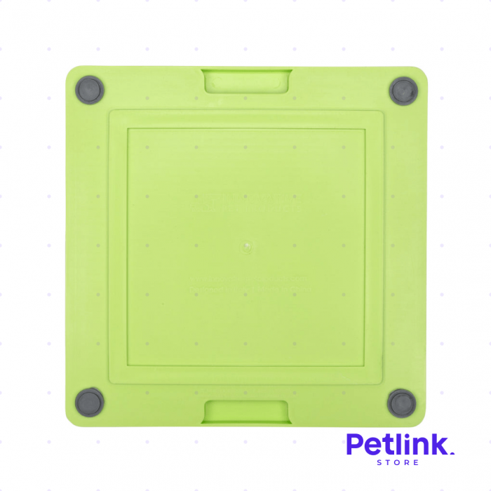 LICKIMAT PLATO ALIMENTADOR LENTO PARA PERROS MODELO BUDDY TUFF SERIES COLOR VERDE CON GRIS