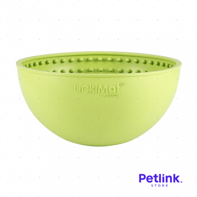 LICKIMAT PLATO ALIMENTADOR LENTO PARA PERROS MODELO WOBBLE DISEÑO REDONDO COLOR VERDE