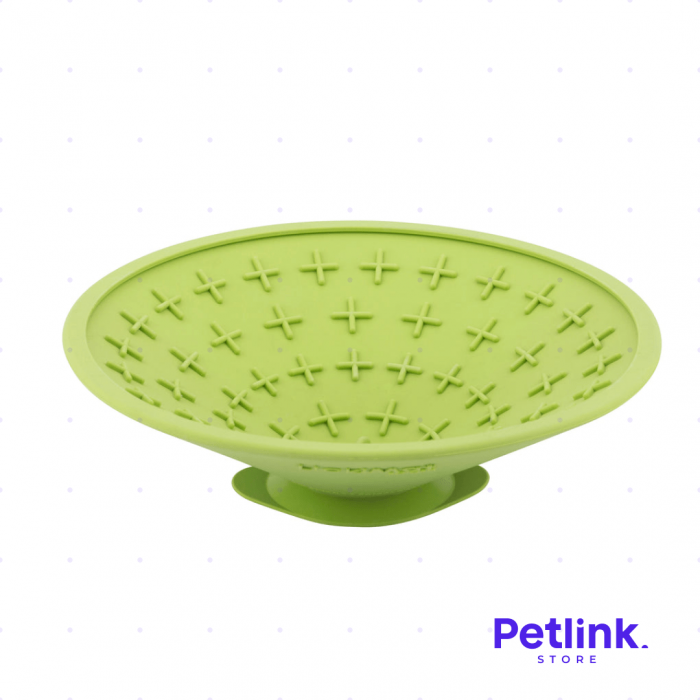 LICKIMAT PLATO ALIMENTADOR LENTO DISTRACTOR HORA DEL BAÑO PARA PERROS MODELO SPLASH DISEÑO REDONDO COLOR VERDE