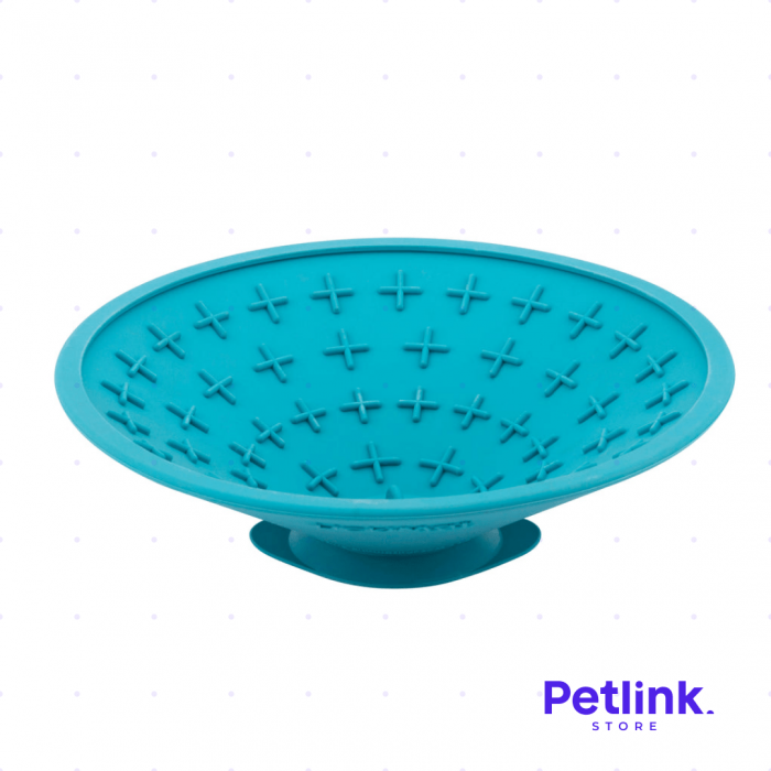 LICKIMAT PLATO ALIMENTADOR LENTO DISTRACTOR HORA DEL BAÑO PARA PERROS MODELO SPLASH DISEÑO REDONDO COLOR TURQUESA