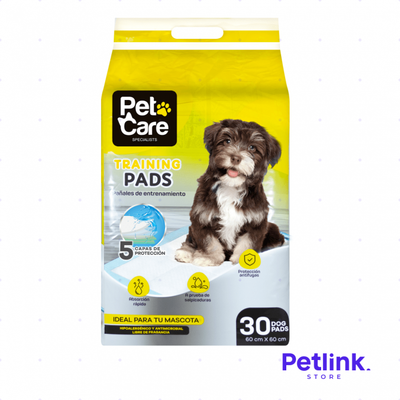 PETCARE PAÑALES DE ENTRENAMIENTO PERRO PAQUETE 30 UNIDADES (60 X 60 CM)