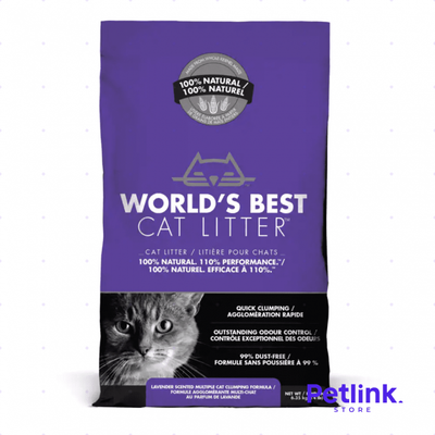 WORLDS BEST CAT LITTER ARENA PARA MULTIPLES GATOS AGLUTINANTE CONTROL DE OLOR AROMA LAVANDA BOLSA 6.35 KILOS