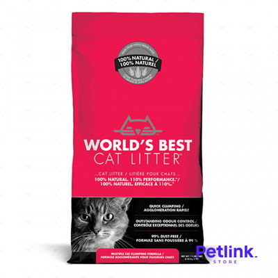 WORLDS BEST CAT LITTER ARENA PARA MULTIPLES GATOS AGLUTINANTE CONTROL DE OLOR SIN PERFUME BOLSA 3.18 KILOS
