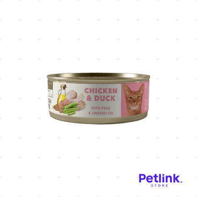 AMITY ALIMENTO HUMEDO GATO ADULTO RECETA POLLO CON PATO Y ARVEJAS LATA 80 GRAMOS