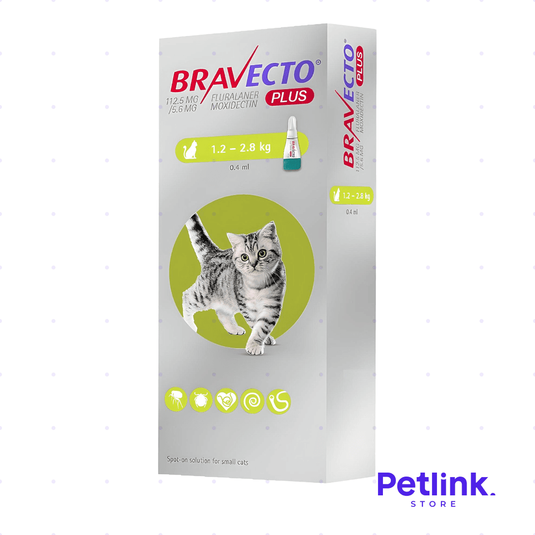 BRAVECTO PLUS ANTIPARASITARIO EXTERNO PARA GATOS PESO 1.2KG A 2.8KG CONTIENE SOLUCION TOPICA SPOT ON 112.50MG