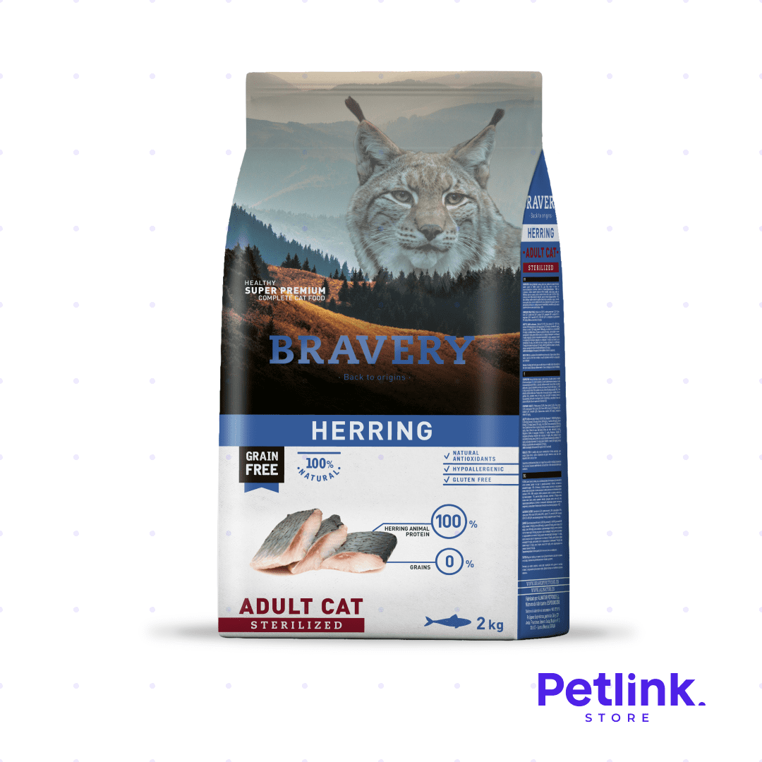 BRAVERY ALIMENTO SECO GATO ADULTO ESTERILIZADO RECETA HERRING (ARENQUE) BOLSA 2 KILOS