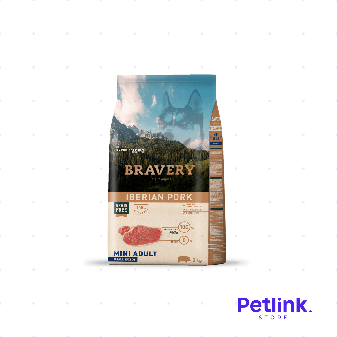 BRAVERY ALIMENTO SECO PERRO ADULTO RAZA MINIATURA Y PEQUEÑA RECETA CERDO IBERICO BOLSA 2 KILOS