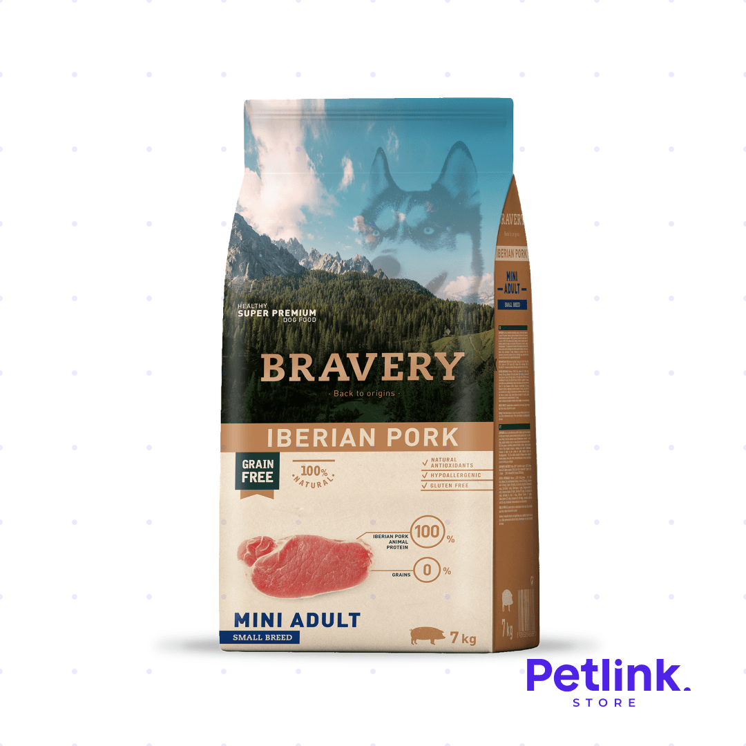 BRAVERY ALIMENTO SECO PERRO ADULTO RAZA MINIATURA Y PEQUEÑA RECETA CERDO IBERICO BOLSA 7 KILOS