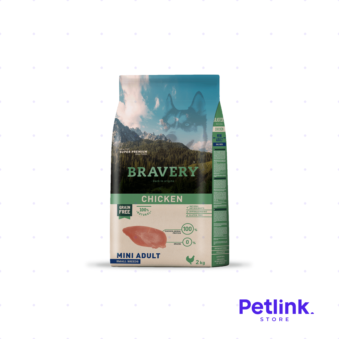 BRAVERY ALIMENTO SECO PERRO ADULTO RAZA PEQUEÑA Y MINIATURA RECETA POLLO BOLSA 2 KILOS