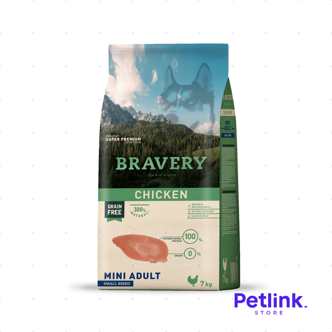 BRAVERY ALIMENTO SECO PERRO ADULTO RAZA MINIATURA Y PEQUEÑA RECETA POLLO BOLSA 7 KILOS