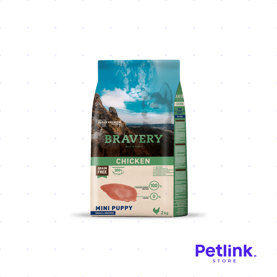 BRAVERY ALIMENTO SECO PERRO CACHORRO RAZA MINIATURA Y PEQUEÑA RECETA POLLO BOLSA 2 KILOS