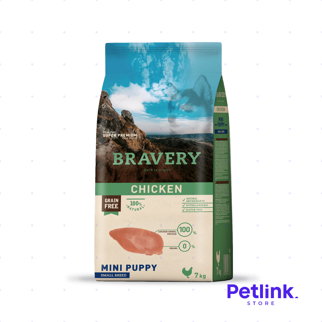 BRAVERY ALIMENTO SECO PERRO CACHORRO RAZA MINIATURA Y PEQUEÑA RECETA POLLO BOLSA 7 KILOS