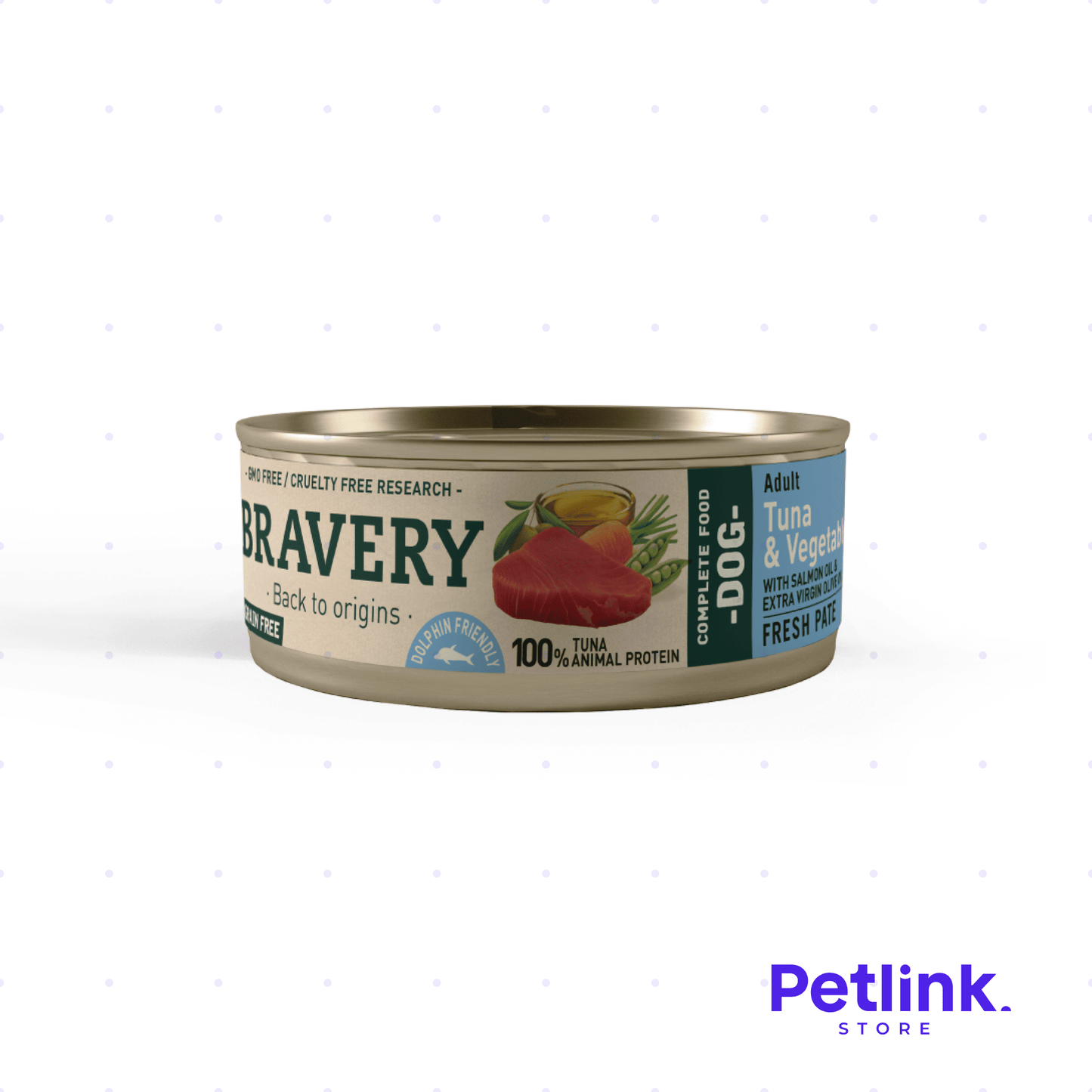 BRAVERY ALIMENTO HUMEDO PERRO TODAS LAS RAZAS RECETA ATUN Y VEGETALES LATA 80 GRAMOS