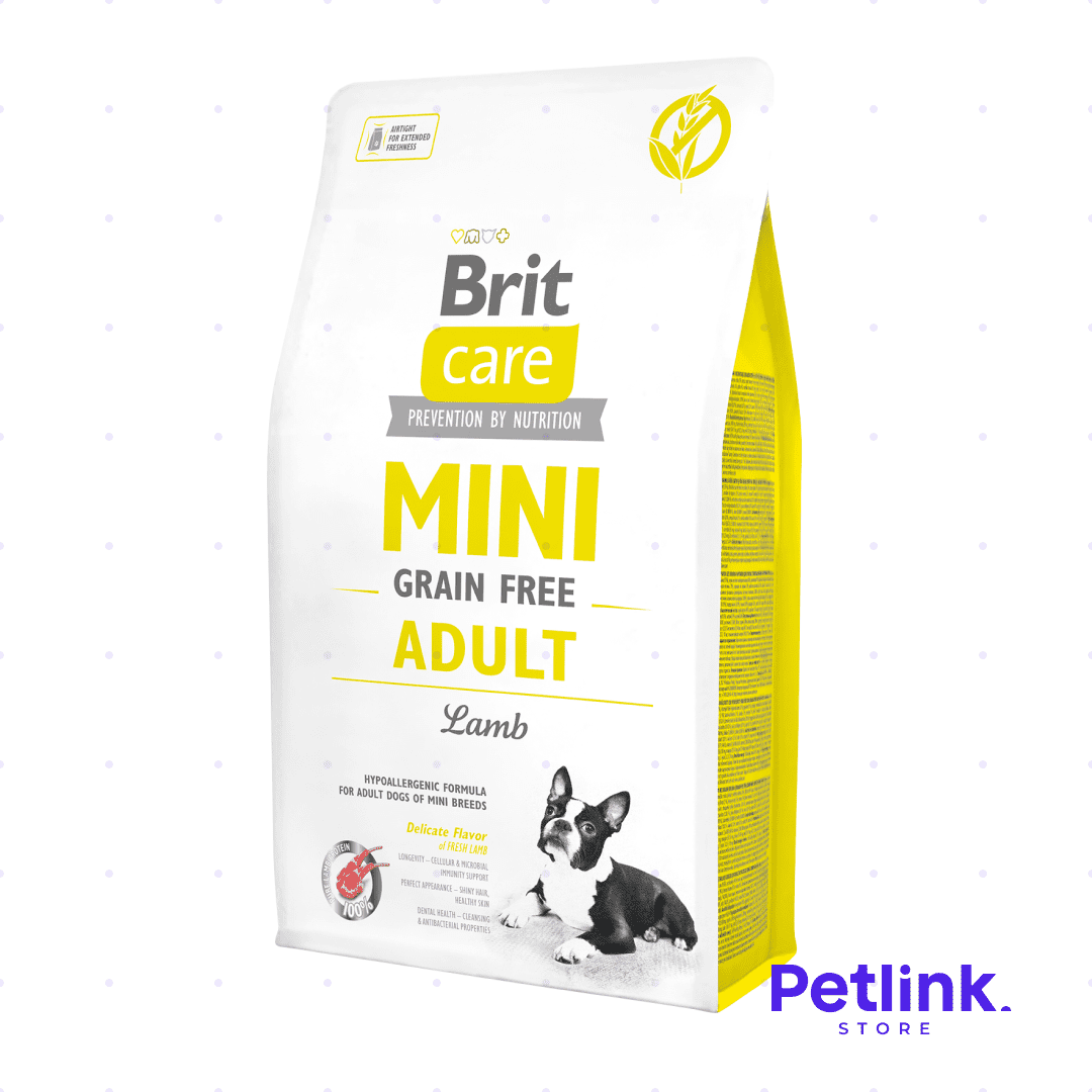 BRIT CARE ALIMENTO SECO PERRO ADULTO RAZA MINIATURA FORMULA CORDERO LIBRE DE GRANO BOLSA 2 KILOS