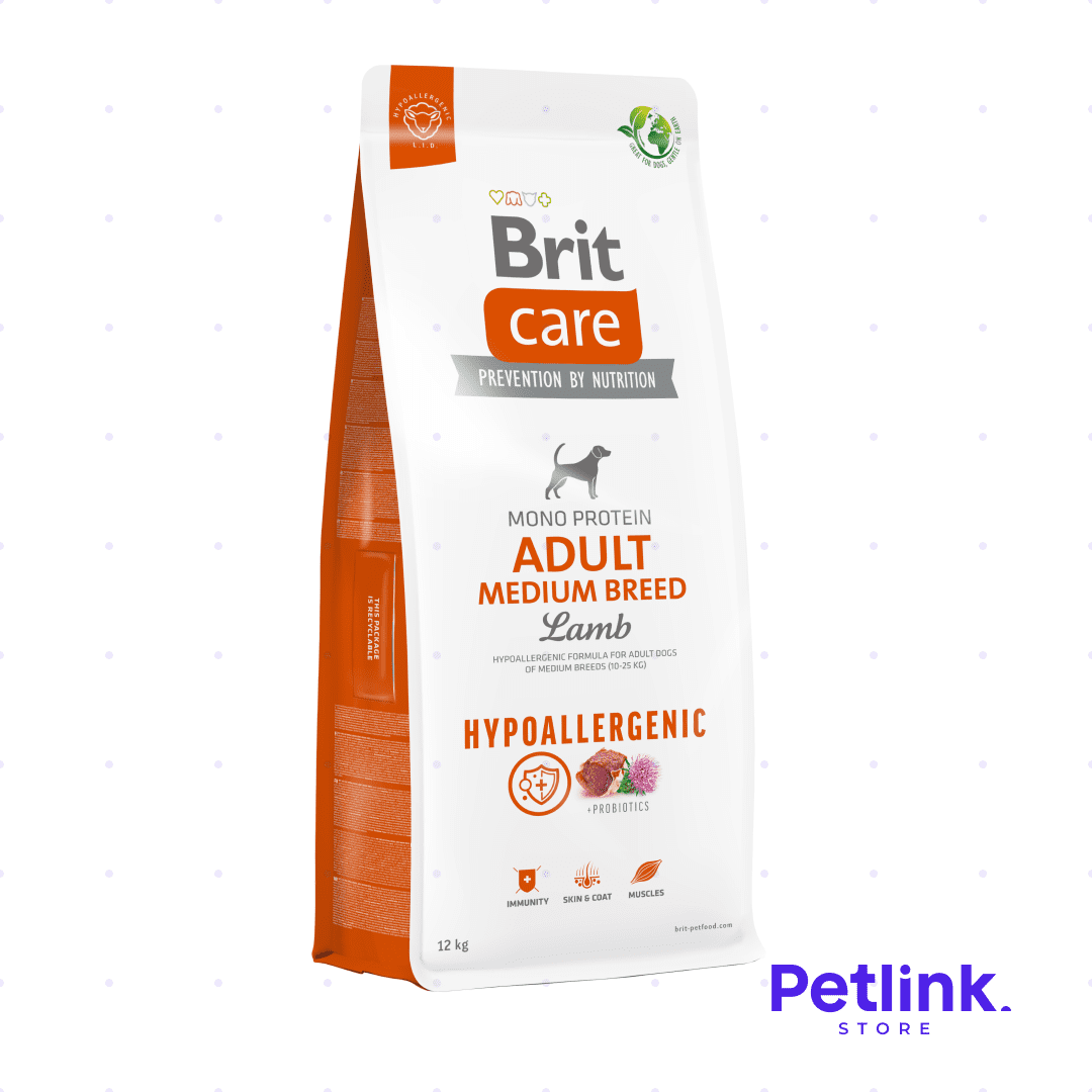 BRIT CARE ALIMENTO SECO HIPOALERGENICO PERRO ADULTO RAZA MEDIANA FORMULA CORDERO BOLSA 12 KILOS