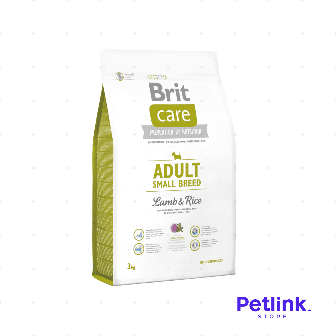 BRIT CARE ALIMENTO SECO PERRO ADULTO RAZA PEQUEÑA FORMULA CORDERO Y ARROZ BOLSA 3 KILOS