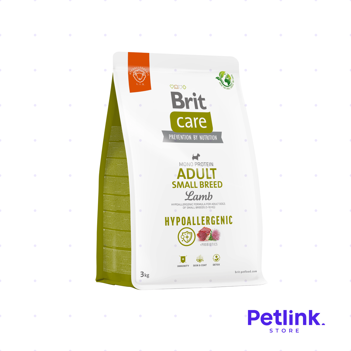 BRIT CARE ALIMENTO SECO HIPOALERGENICO PERRO ADULTO RAZA PEQUEÑA FORMULA CORDERO BOLSA 3 KILOS