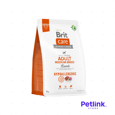 BRIT CARE ALIMENTO SECO HIPOALERGENICO PERRO ADULTO RAZA MEDIANA FORMULA CORDERO BOLSA 3 KILOS