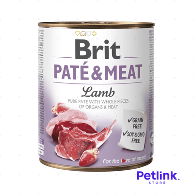 BRIT CARE ALIMENTO HUMEDO LIBRE DE GRANOS PERRO ADULTO TODAS LAS RAZAS FORMULA PATE Y CORDERO LATA 800 GRAMOS