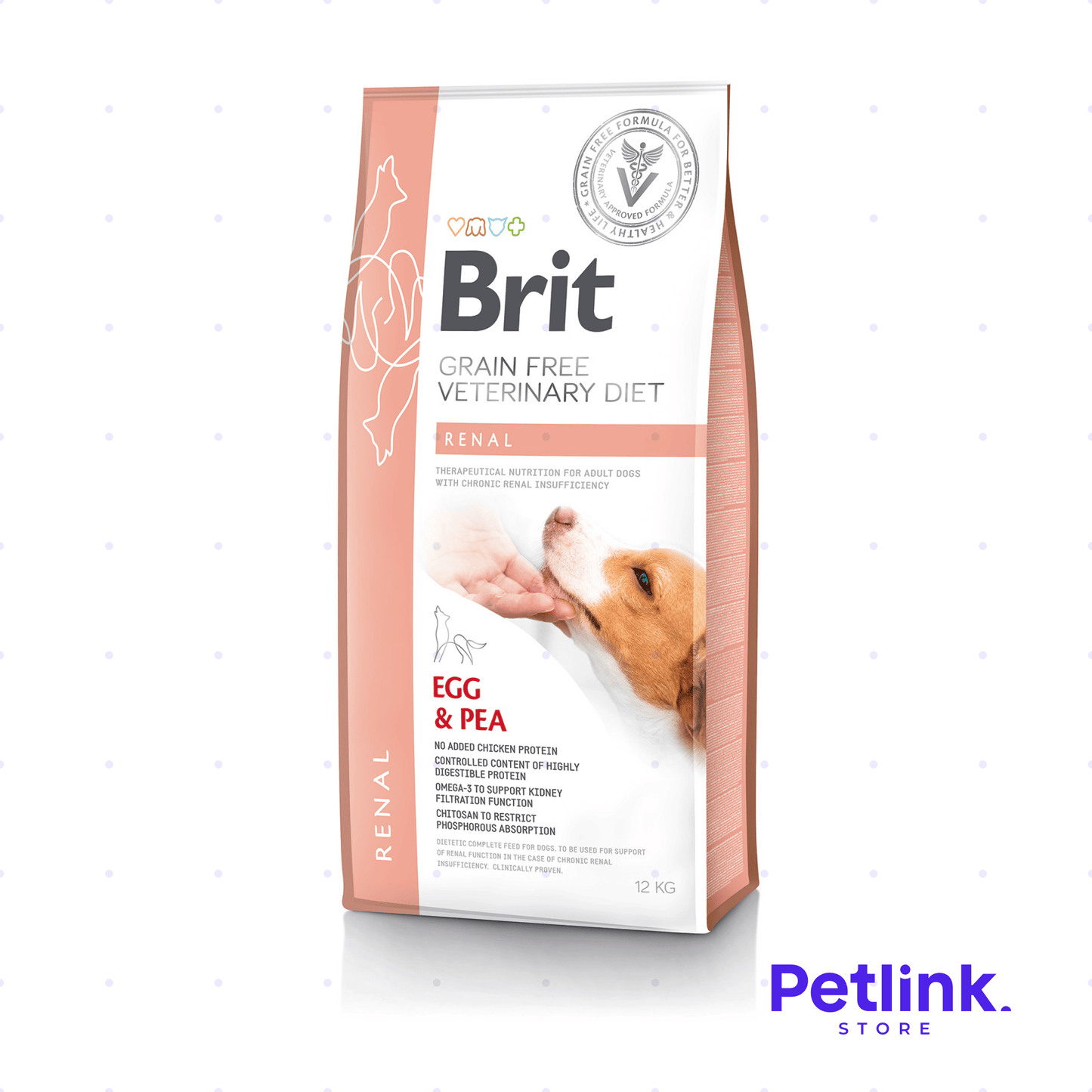 BRIT VETERINARY DIETS DOG RENAL ALIMENTO SECO LIBRE DE GRANOS PERRO ADULTO TODAS LAS RAZAS FORMULA HUEVO Y ARVEJAS BOLSA 12 KILOS