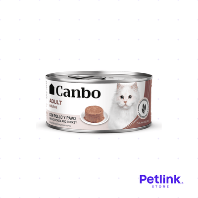 CANBO ALIMENTO HUMEDO GATO ADULTO PATE CON POLLO Y PAVO LATA 85 GRAMOS