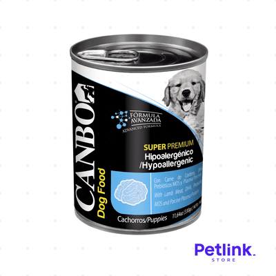 CANBO ALIMENTO HUMEDO PERRO CACHORRO PATE HIPOALERGENICO CON CARNE DE CORDERO LATA 330 GRAMOS