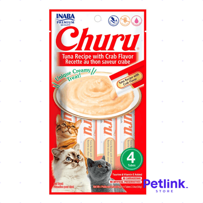 CHURU SNACK HUMEDO PARA GATOS SABOR ATUN CON CANGREJO
