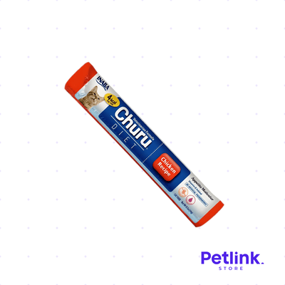 CHURU DIET SNACK HUMEDO PARA GATOS SABOR POLLO 1 TUBO 14 GRAMOS