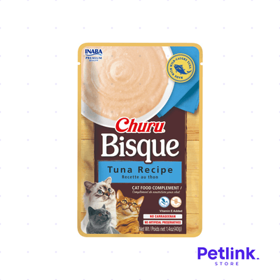 CHURU BISQUE SNACK HUMEDO CREMOSO PARA GATOS CREMITA RECETA ATUN SOBRE 40 GRAMOS