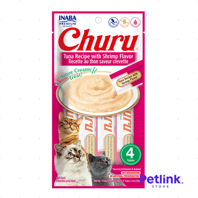 CHURU SNACK HUMEDO PARA GATOS SABOR ATUN CON CAMARON