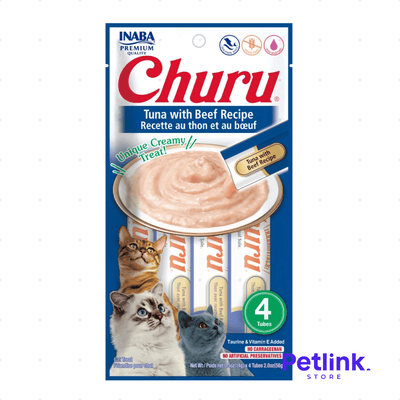 CHURU SNACK HUMEDO PARA GATOS SABOR ATUN CON CARNE DE RES