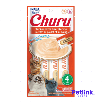CHURU SNACK HUMEDO PARA GATOS SABOR POLLO CON CARNE DE RES