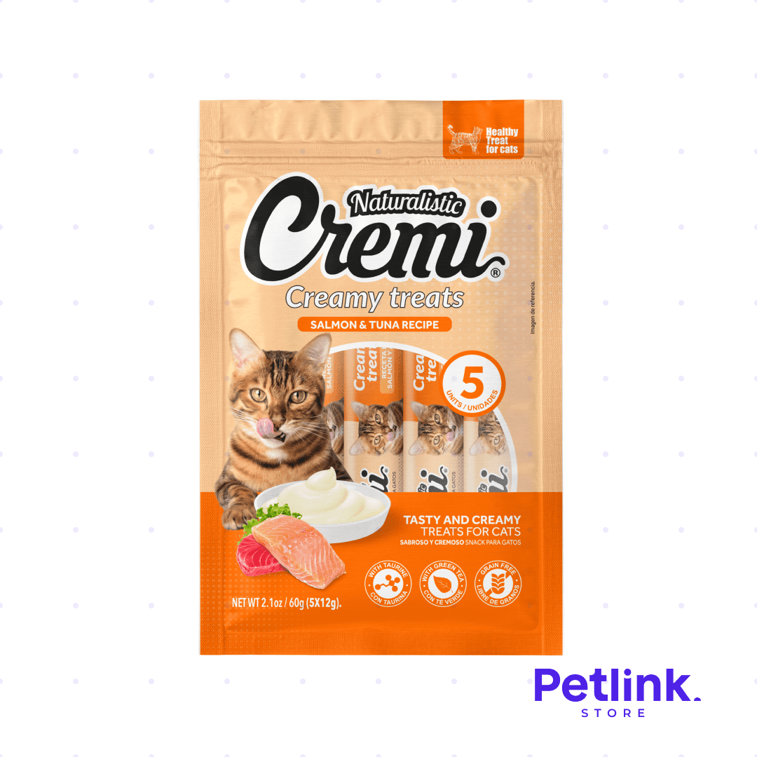 CREMI SNACK HUMEDO PARA GATOS SABOR SALMON CON ATUN