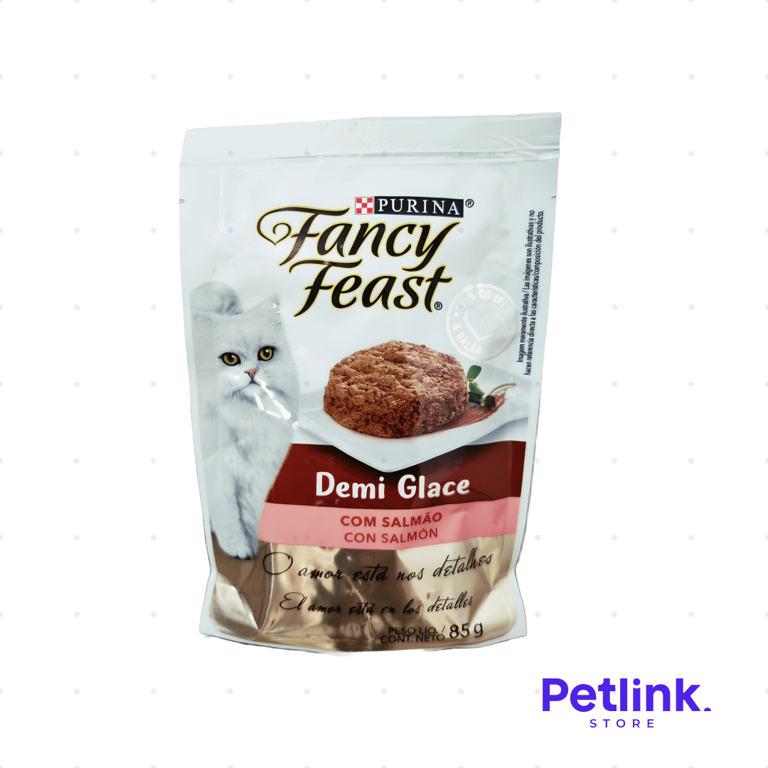 FANCY FEAST ALIMENTO HUMEDO PARA GATO RECETA SALMON GLASEADO SOBRE 85 GRAMOS